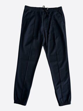 Dior Navy Pleated Wool Jogger Pants
